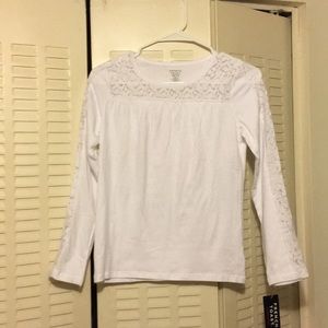 Girls white lace inset top